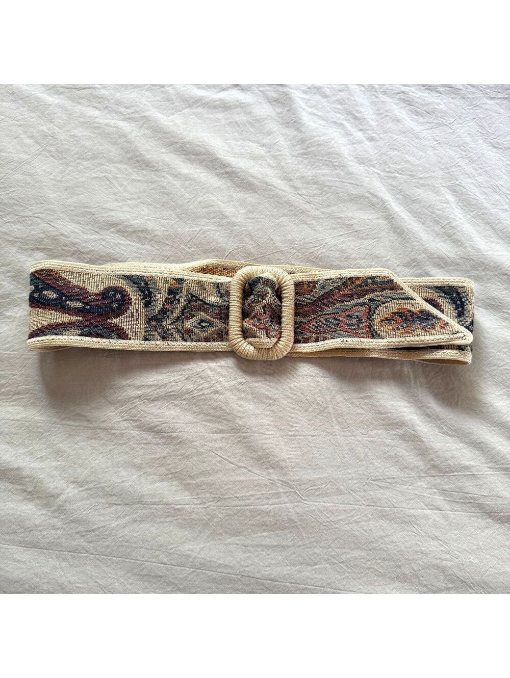 Vintage Paisley Woven Tapestry Cinch Belt Boho Cottagecore 34 in